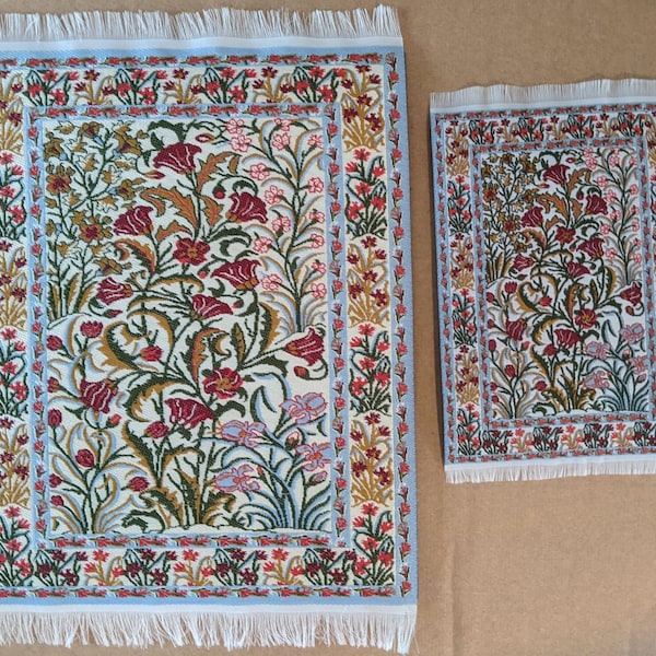 NOUVEAU! Ensemble: Beau tapis turc fleuri tapis de souris et tapis de tasse assorti