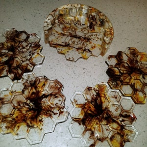 Honey Comb Resin Coaster Set