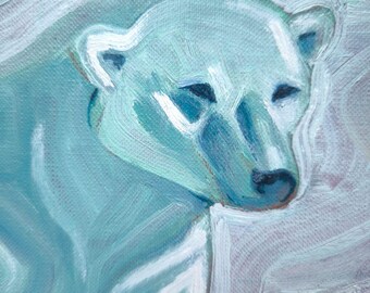 ホッキョクグマの油絵 ホッキョクグマの油絵：北極の野生動物アート（24 x 32 cm） - Etsy 日本