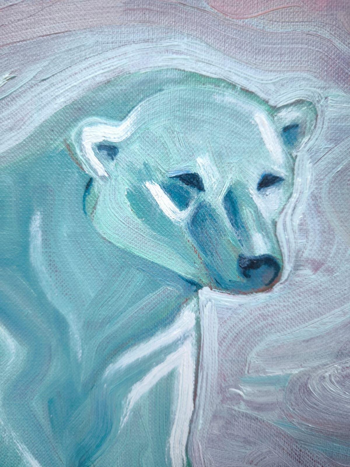 ホッキョクグマの油絵 ホッキョクグマの油絵：北極の野生動物アート（24 x 32 cm） - Etsy 日本