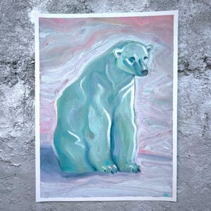 orso polare bianco polo nord neve inverno natura e fauna selvatica pittura a olio colori pastello bellissimi animali colori del mondo freddo nord