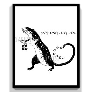 petite souris mignonne avec un cadeau svg png jpg pdf fichier imprimable cadeau carte d'anniversaire cadeau numérique félicitations pour animaux de compagnie Silhouette clipart