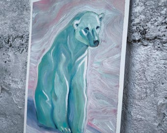 ホッキョクグマの油絵 ホッキョクグマの油絵：北極の野生動物アート（24 x 32 cm） - Etsy 日本