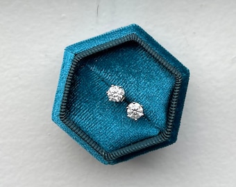1ct Stud Earrings Moissanite Diamond | 6-Prong Classic Setting | D Color VVS1 Clarity Platinum 925 Sterling Silver