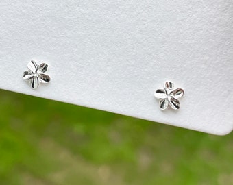 Sterling Silver Flower Stud, Tiny Dainty Earrings, Cute Minimalist Design, S925 Marked