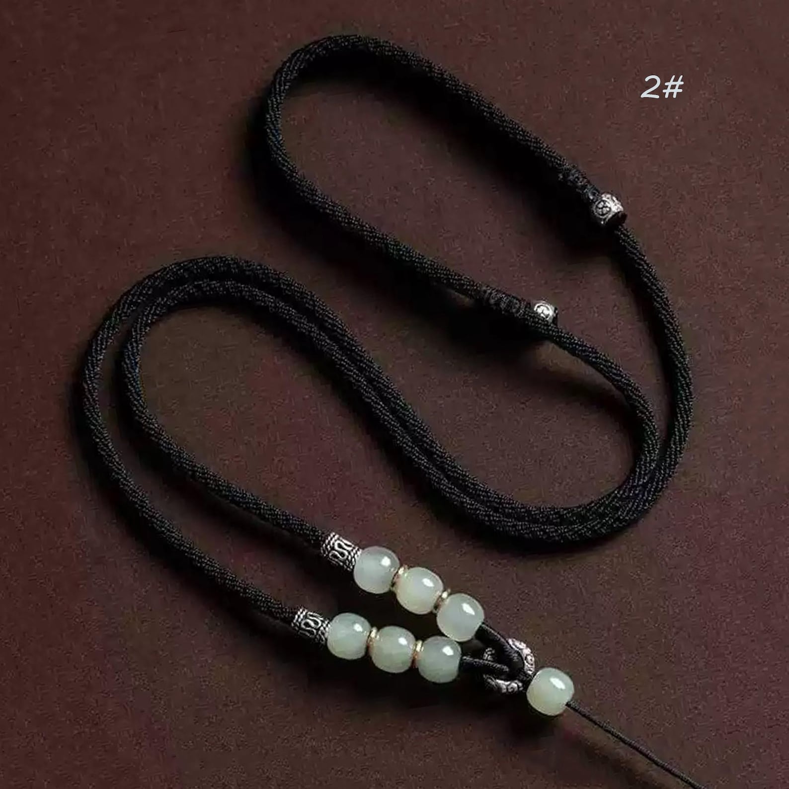 Zen Rope Handmade Adjustable Jade Beaded Pendant Cord Necklace, DIY Rope Chain ...