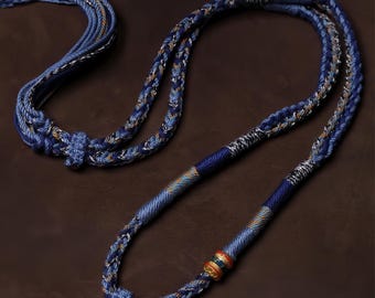 Collana con cordino intrecciato fatto a mano blu, catena regolabile per ciondolo, cristallo, ciondoli, accessori per gioielli unisex