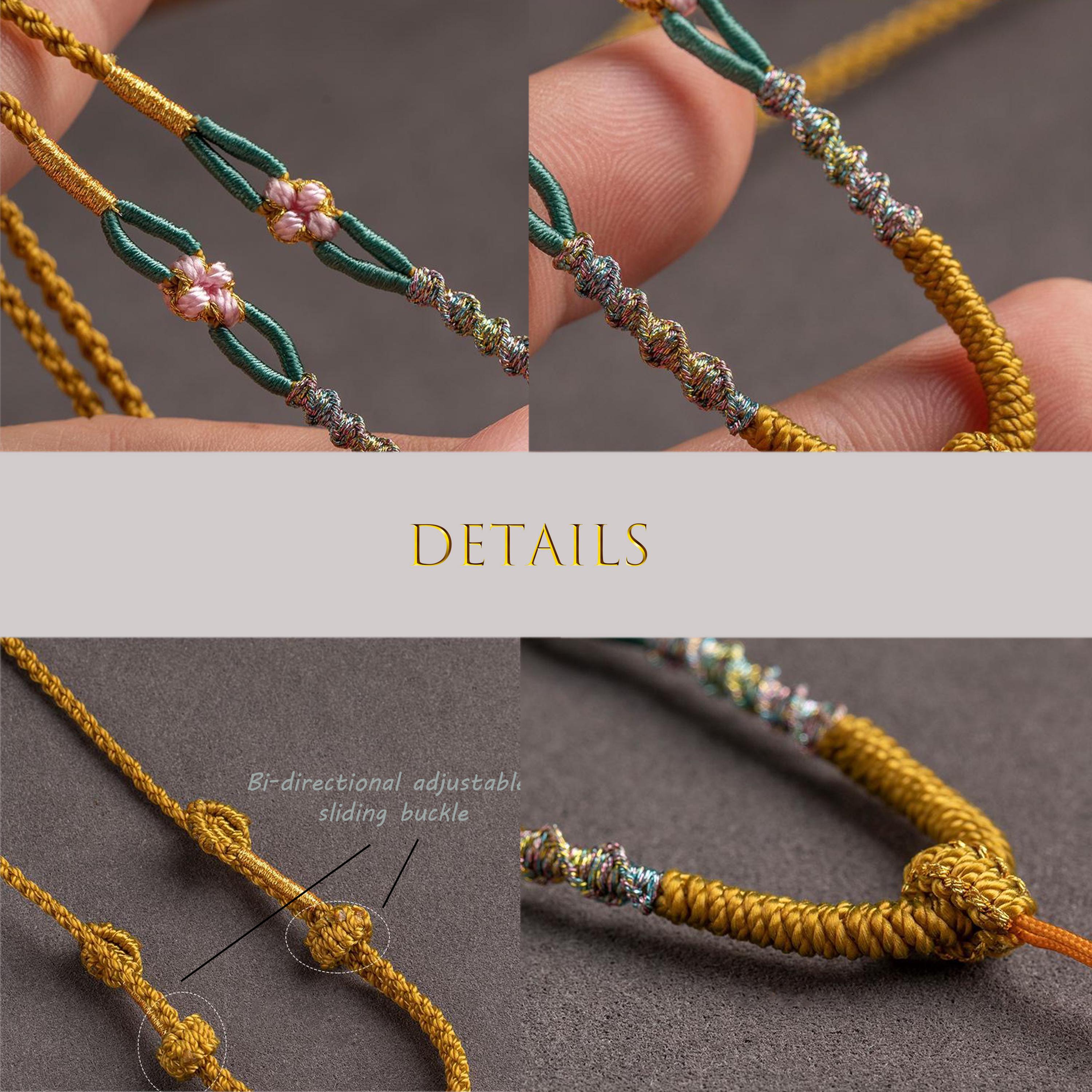 Yellow/ Black Handmade Braided Necklace Cord, Adjustable Rope Chain for ...