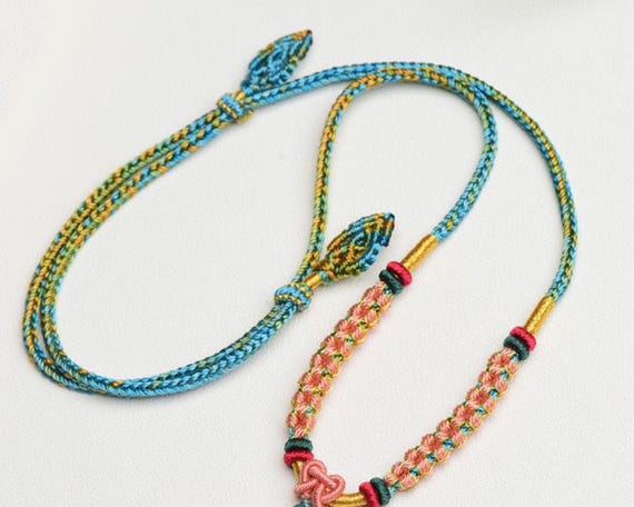 Handmade Braided Cord Necklace, DIY Adjustable Knot Pendant Rope