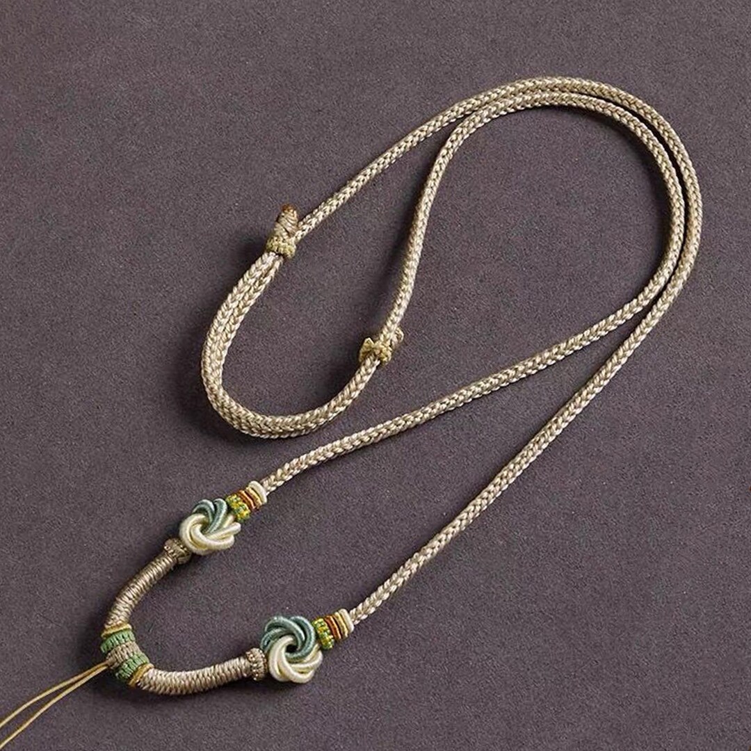 Handmade Beige Braided Necklace Cord, Adjustable Rope Chain for ...