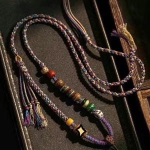 Handmade Adjustable Braided Cord Necklace, DIY Pendant Rope, Boho Tribal Style, Colorful Unisex Necklace, 4 Colors Available