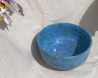 Breakfast bowl, cereal bowl, fruit bowl, artisanal, summer blue, handmade, unique model