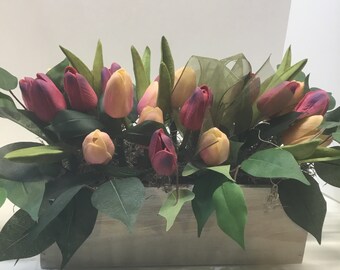 Spring Tulip Arrangement, Easter Table Arrangement