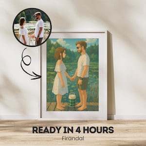 Foto personalizada para arte de anime / Retratos digitales estilo Ghibli / Arte de pareja y familia / Regalo para parejas / Ilustración personalizada / Entrega en 4 horas