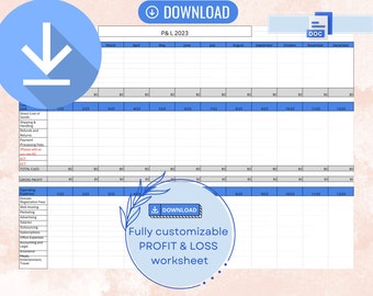 Customizable Profit and Loss Worksheet