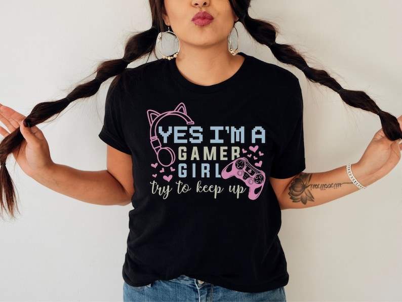 a gamer t-shirt worn by a girl