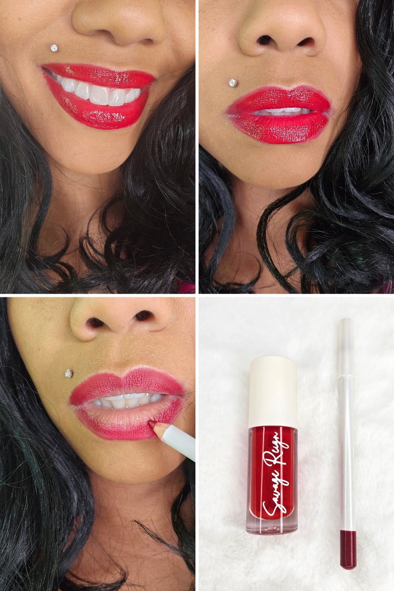 Lipgloss Lip Liner Bundle Nude Pink Clear Pigmented Set Etsy