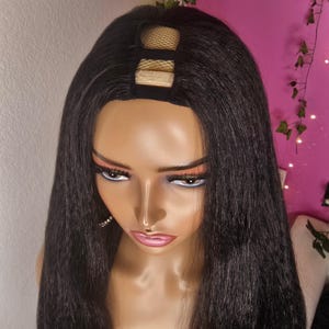 U パート ウィッグ、ヤキ ヘア エクステンション、黒人/白人女性用ウィッグ、かわいいウィッグ、合成ウィッグ、ファスト ウィッグ