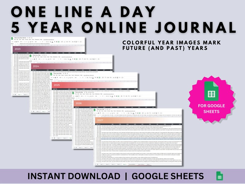 One Line a Day Journal: 5 Year Memory Tracker (Digital Download) image 3