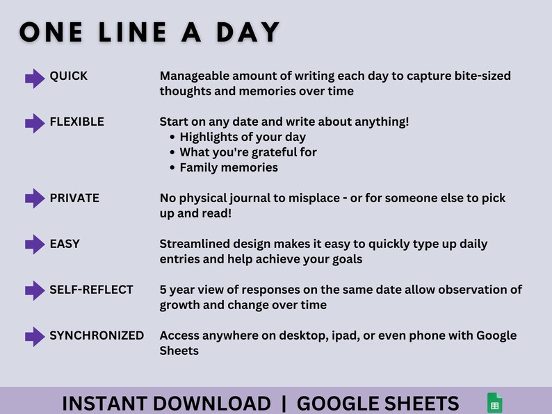 One Line a Day Journal: 5 Year Memory Tracker (Digital Download) image 6