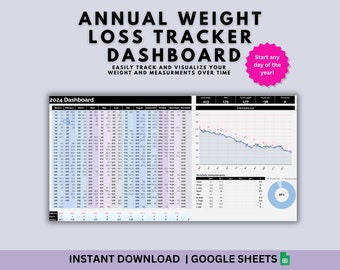 Annual Weight Loss Tracker: Google Sheets Dashboard (Digital Download)