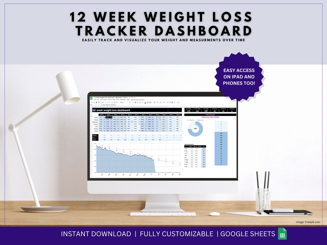 12 Week Weight Loss Tracker for Google Sheets Weight Loss Tracker ...