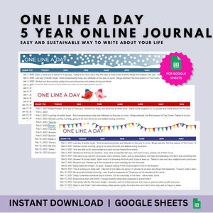 One Line a Day Journal: 5 Year Memory Tracker (Digital Download) image 1