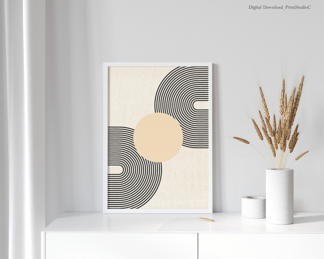 Neutral Mid Century Modern Wall Art Printable Beige Boho Wall - Etsy