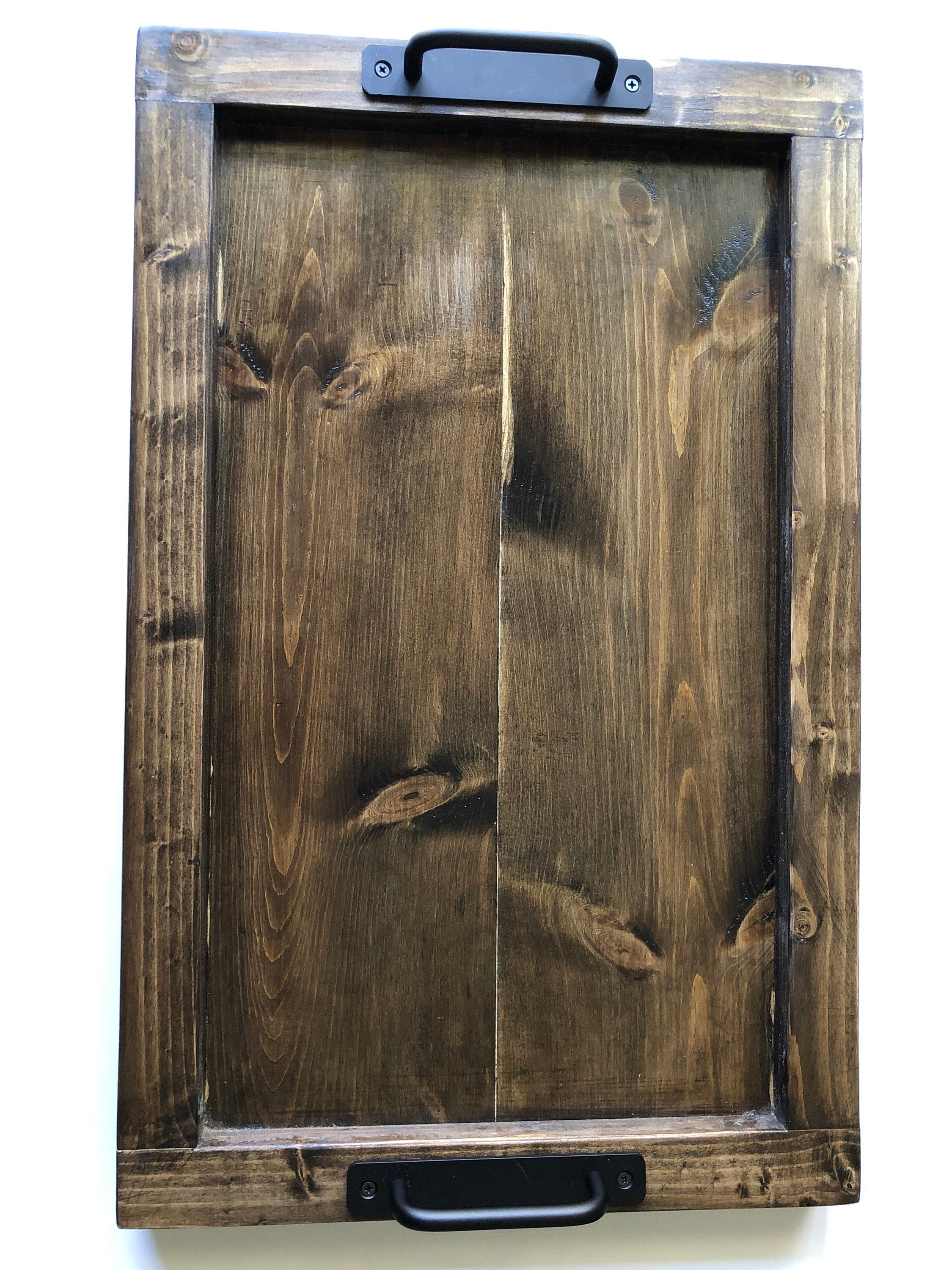 Solid Wood Ottoman Tray, Large Ottoman Tray, Handmade Tray With Handles