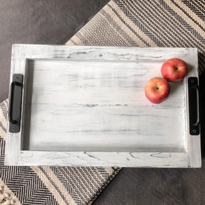 Farmhouse Tray, Solid Wood Ottoman Tray, Distressed Coffee Table Tray, Serving Tray, Rustic Home Accent, Gift Idea for Housewarming