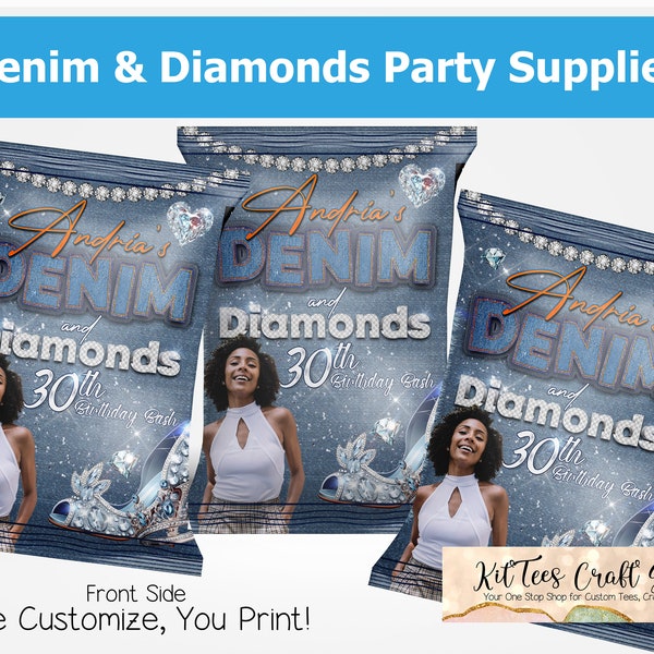 Denim and Diamonds Birthday Party Package, 8+ Item Party Package, We Edit You Print, Digital Download, 1-24 Hour Turnaround