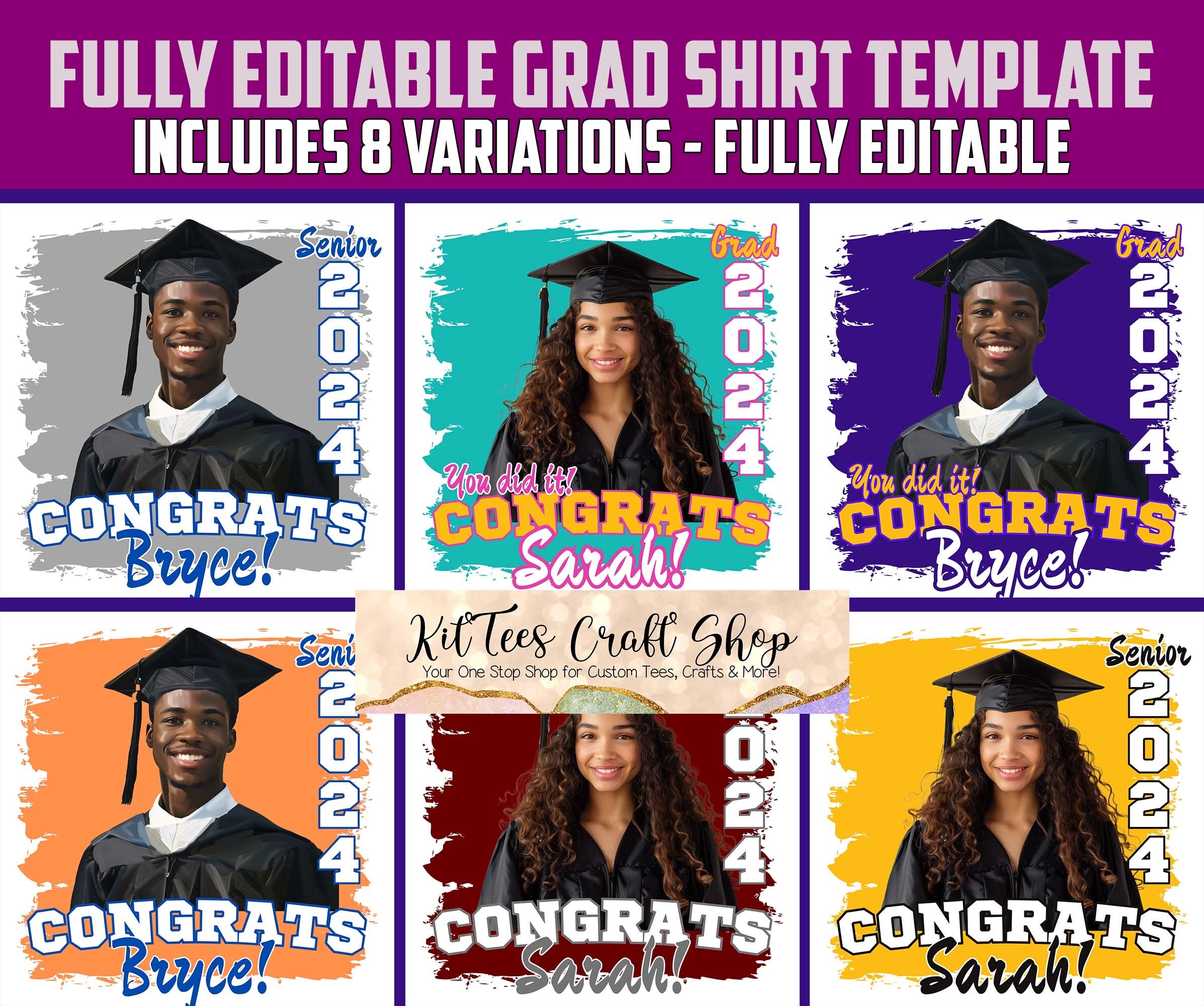 2024 Graduation T-shirt Template, Includes Multiple Variations, Fully ...