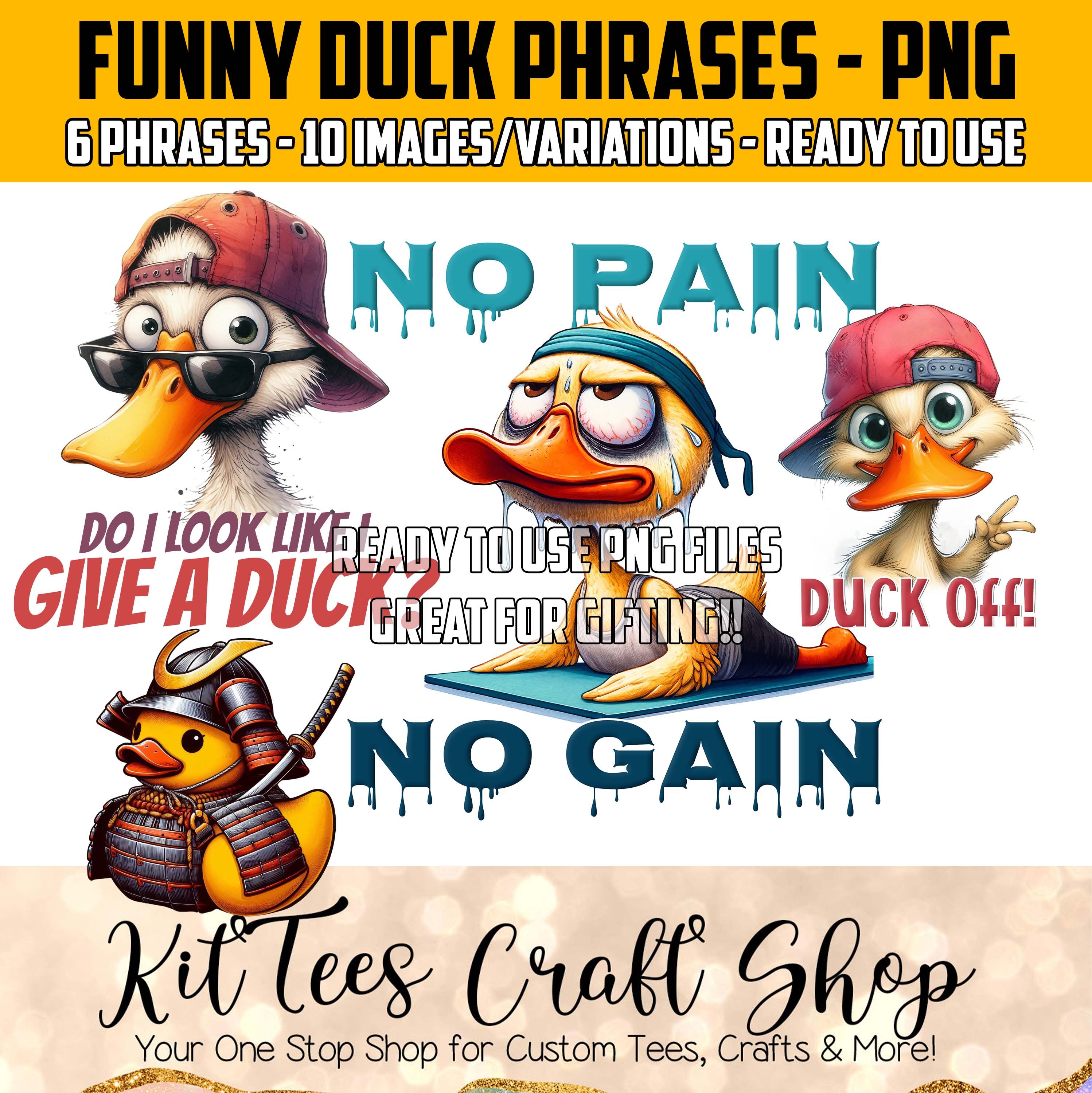 Funny Duck Phrases 2, 6 Sayings, Funny Duck Shirts, DIY, Instant