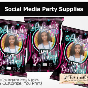 TicTok Inspired Party Bundle, 8+ Item Party Package, We Edit You Print, Digital Download, 1-24 Hour Turnaround, Chips, Water, Krispies etc