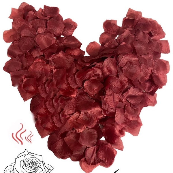 600p Luxury MAROON Silk Artificial Rose Petals, Hand Separated, Lightly Aromatized, Valentines, Light Weight, Proposal, Romantic Night