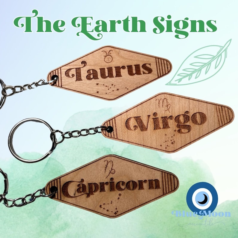 Zodiac Sign Keychains Sun Sign, Moon Sign, Rising Sign Keychains Retro