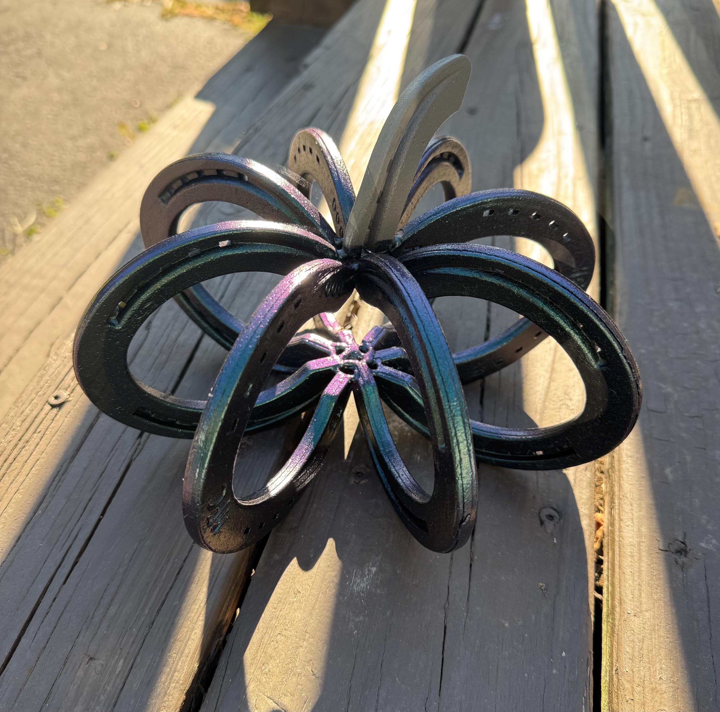 Welded Pumpkin Metal Art, Medium Size Handcrafted Horseshoe Halloween ...