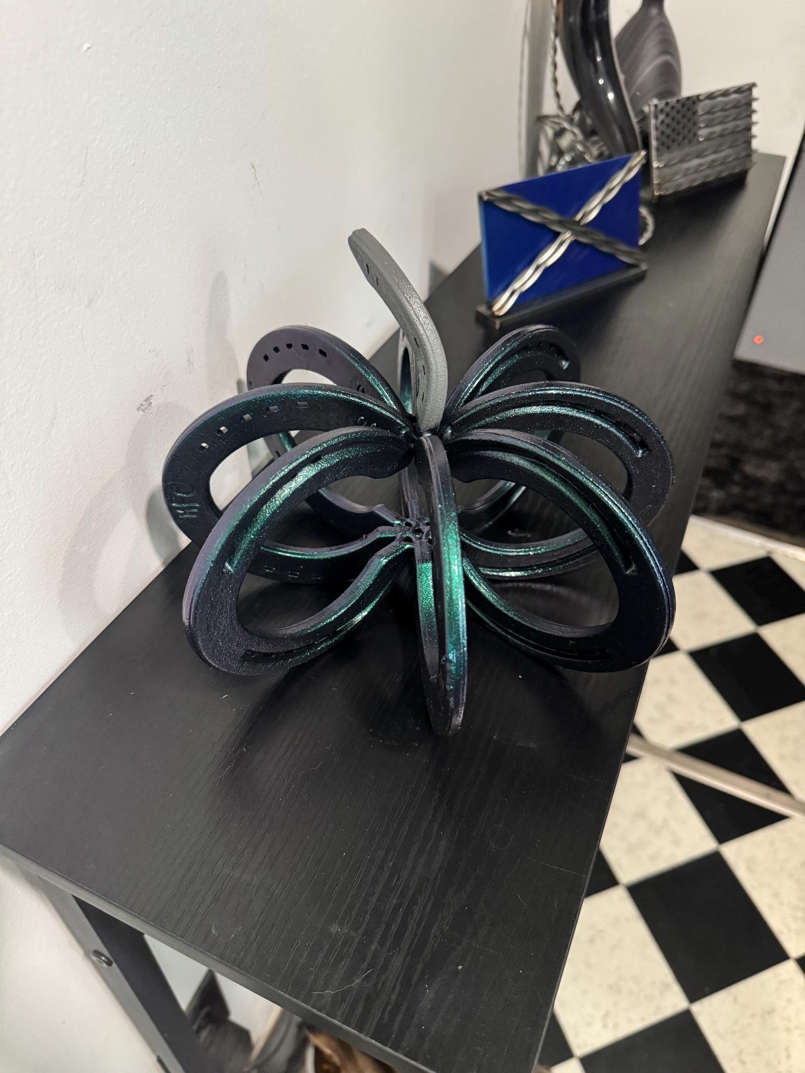 Picture of Welded Pumpkin Metal Art, Medium Size Handcrafted Horseshoe Halloween ...
