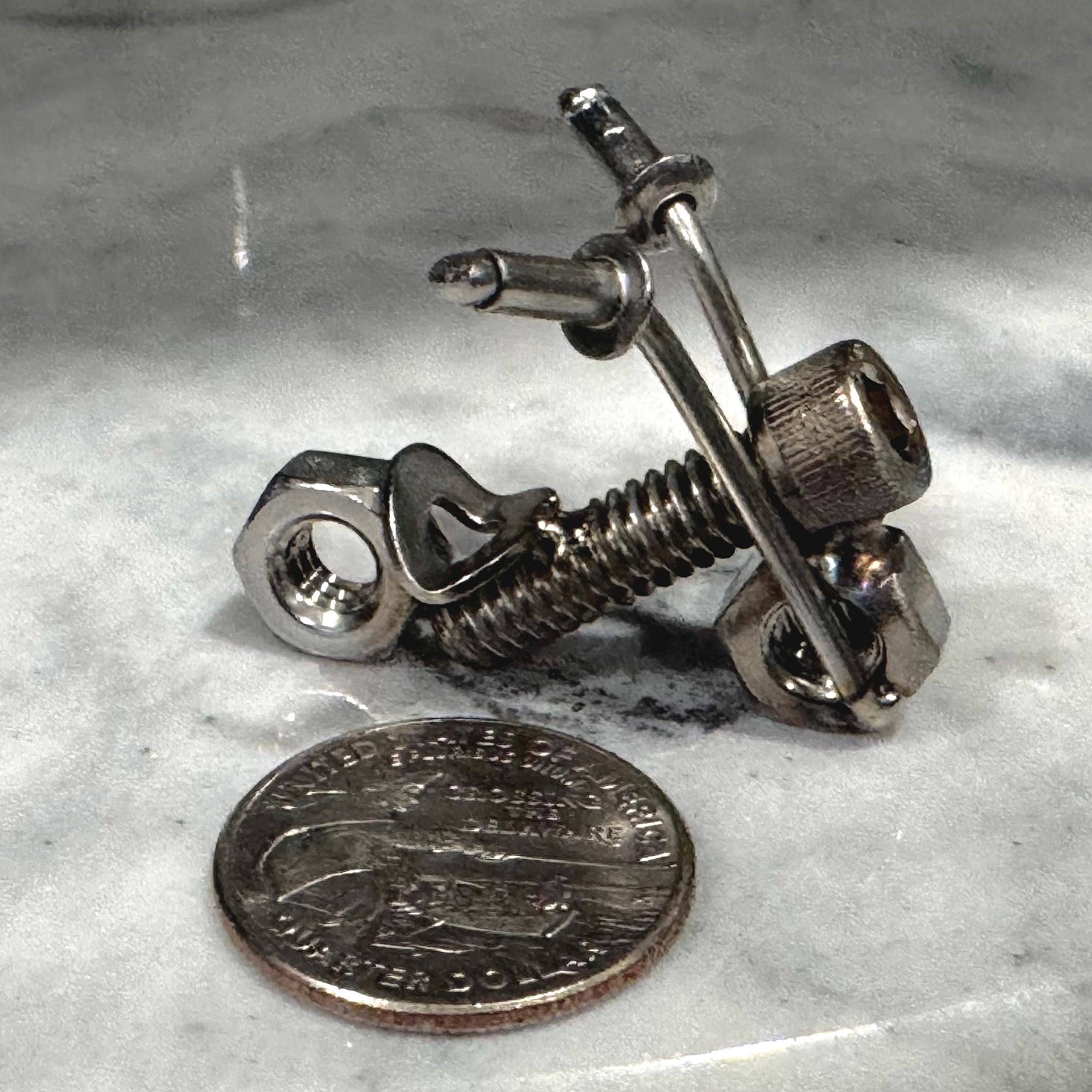 nuts art works 1shot缶　masasculp マサスカルプ Handcrafted Mini Motorcycle, Nut and Bolt, Metal Art, Gift for Him