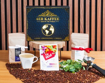 Coffret cadeau café de 4 torréfacteurs berlinois | 4 cafés fins de 4 continents | Cadeau pour Pâques | Idée cadeau pour femmes et hommes