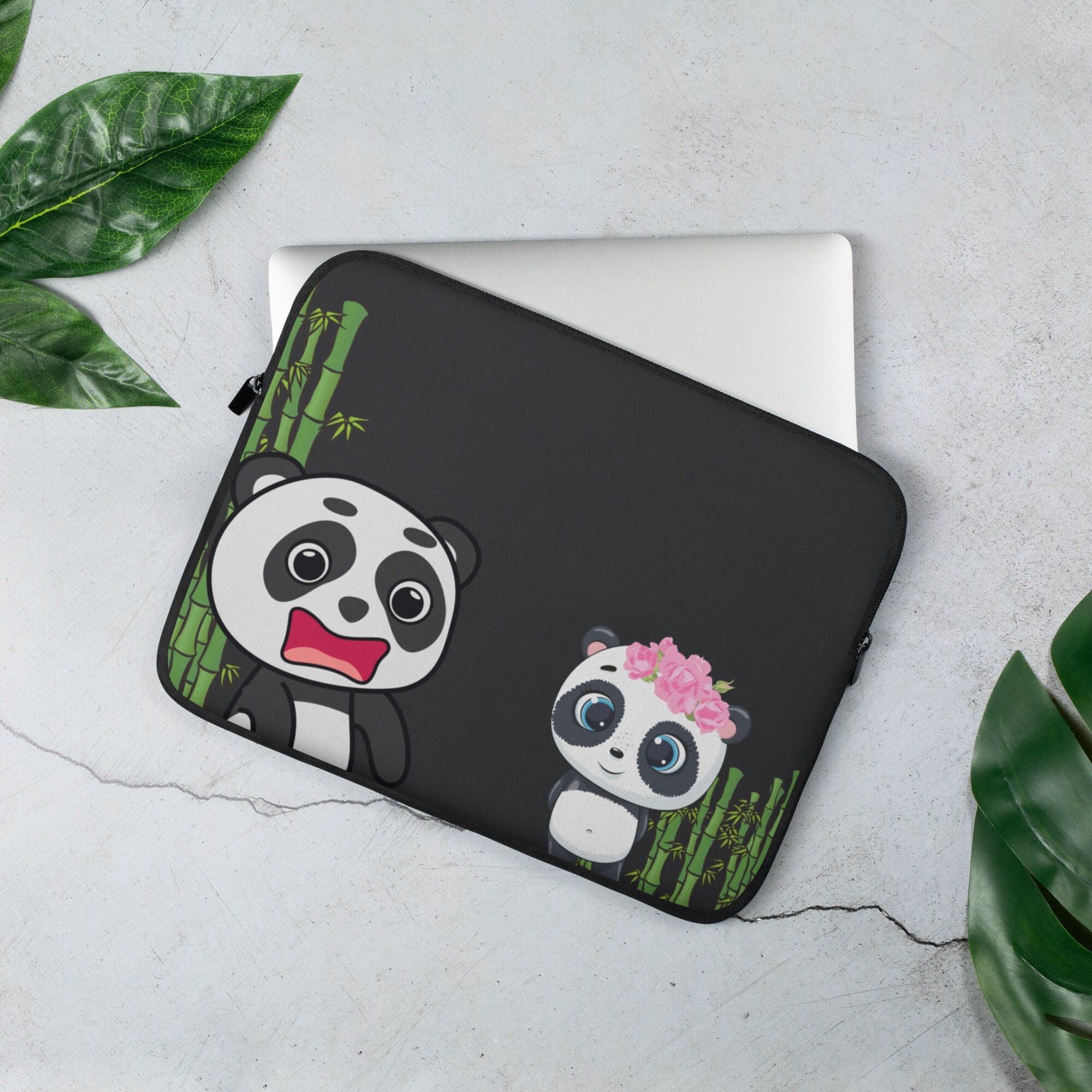 保障できる】 Cartoon Couple Panda Laptop Sleeve Case for MacBook Pro 14'' 2021  A2442 ,Soft Leather Bag Can be Used as Mouse Pad and Desk Pad,for Wom 