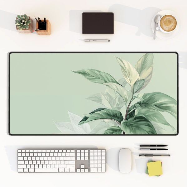 Sage Green Desk Mat Calming Plants Nature Inspired Keyboard Mouse Pad Art for Home Office Workspace Decor for Gamer Room Desktop Accessory