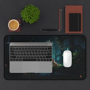 Enchanted Forest Cat Desk Mat, Large Mouse Pad, Gaming Laptop Accessory immagine 9