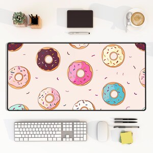 Cute Donuts Desk Mat Colorful Sprinkles Positivity Art Keyboard Mouse Pad for Home Office Workspace Decor for Gamer Room Desktop Accessory