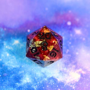 Fire & Ash Single Handmade Logo D20 Dice TTRPG Dungeons and Dragons