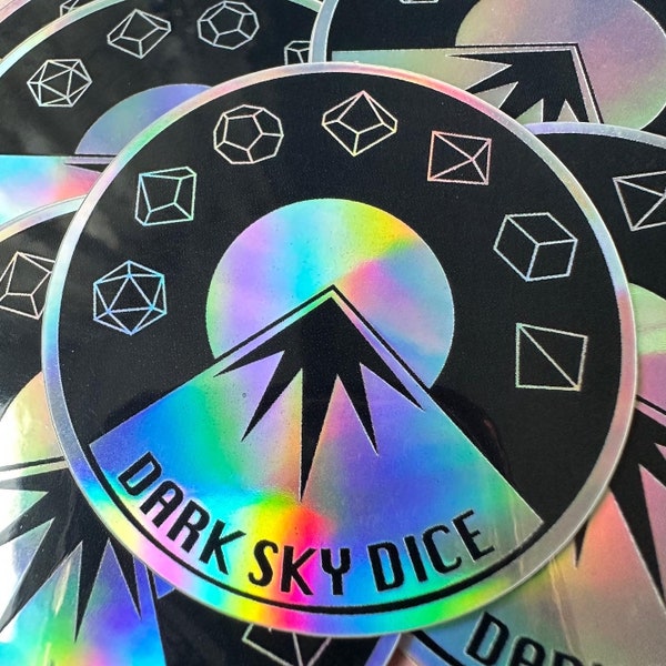 Dark Sky Dice holographic logo sticker