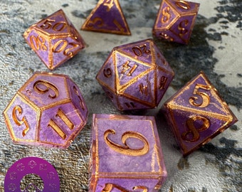 Lilac Clouds - 7 Piece Handmade Double Cast Polyhedral Dice Set TTRPG Dungeons and Dragons