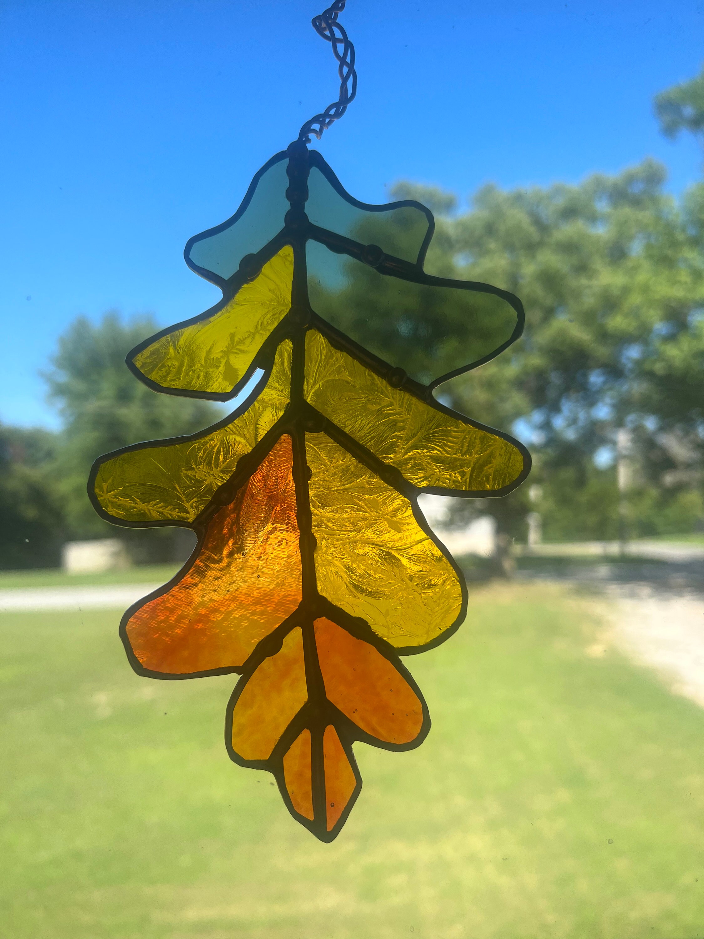 Fall Oak Leaf Stained Glass Etsy