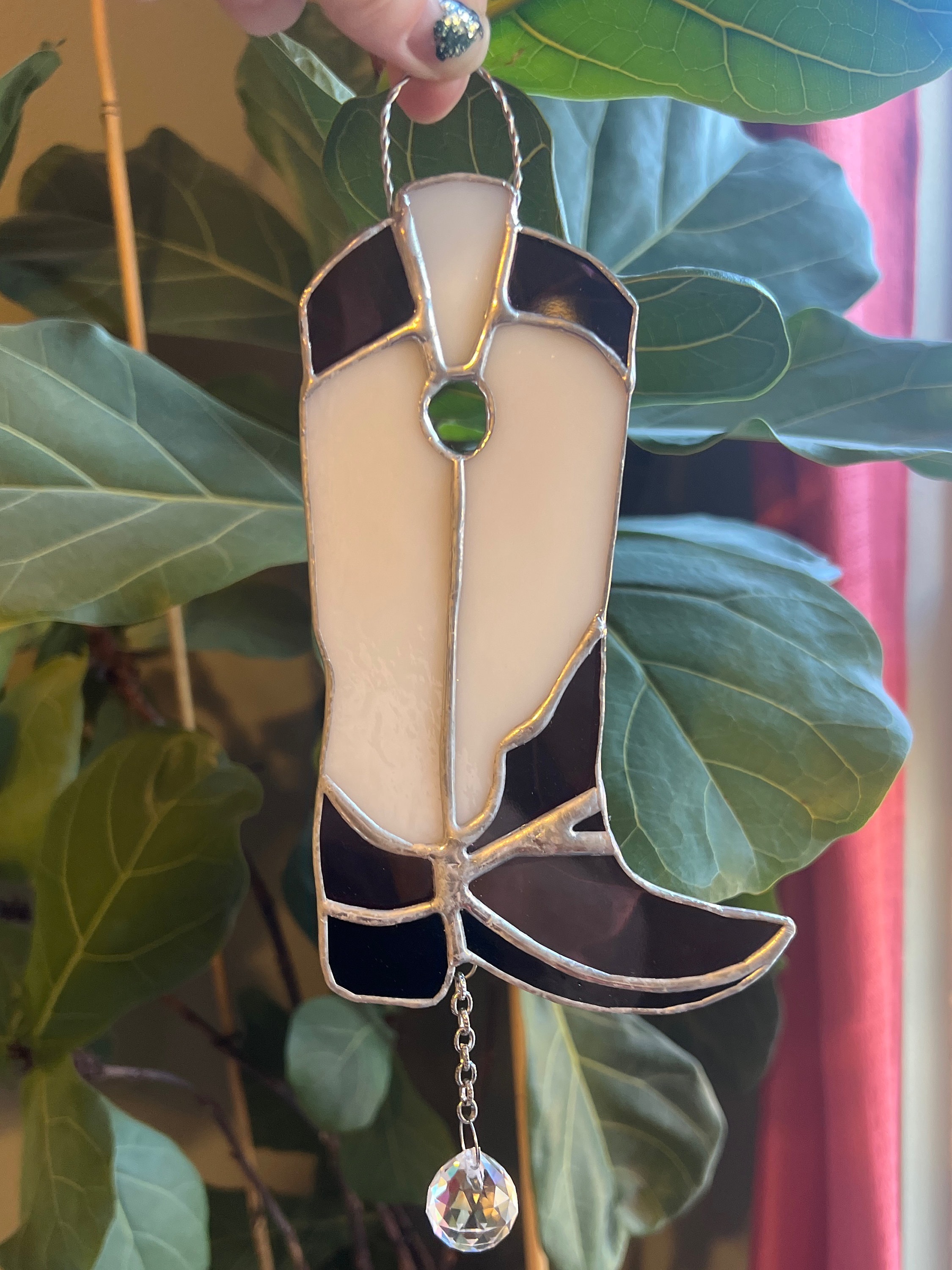 Stained Glass Cowboy Boot with prism
