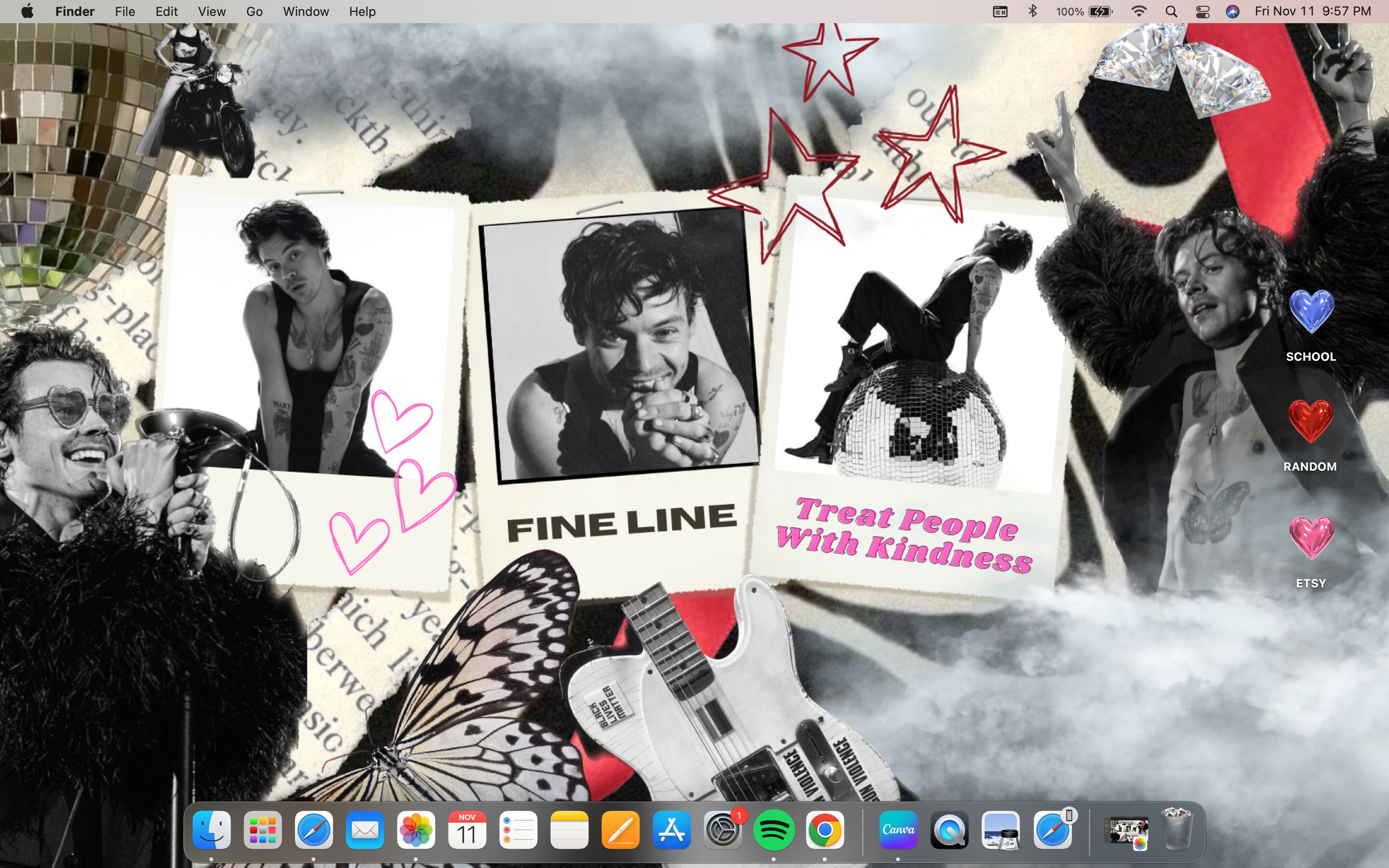 Harry Styles Desktop Wallpaper With Icons - Etsy